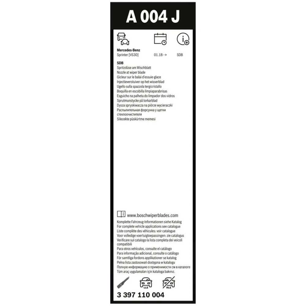 Pióra wycieraczek przód BOSCH AeroTwin do Mercedes Sprinter 3 W907 | W910 ze zintegrowanym spryskiwaczem