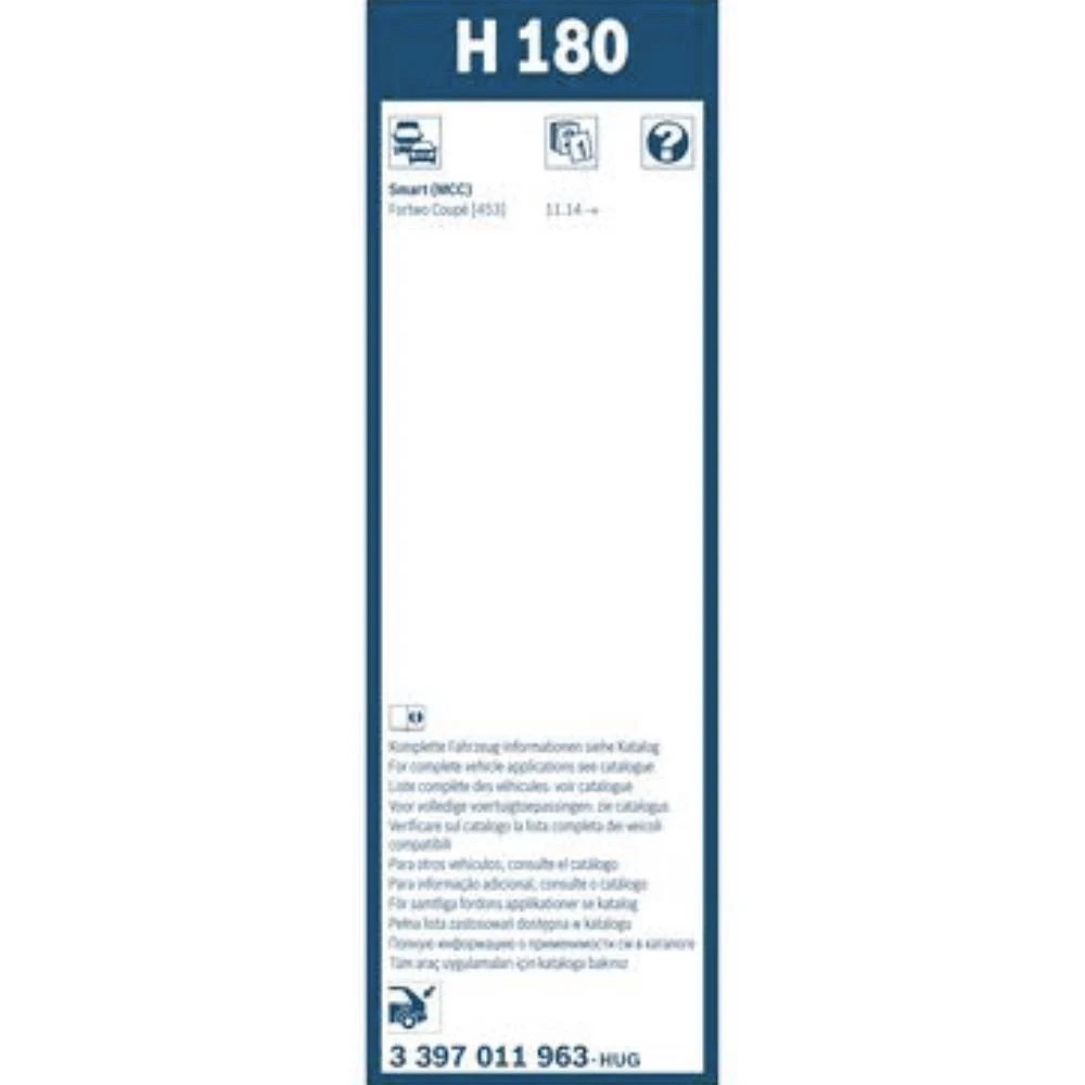 Wycieraczka na tyl BOSCH Rear do Smart Fortwo coupe | cabrio EQ C453 A453