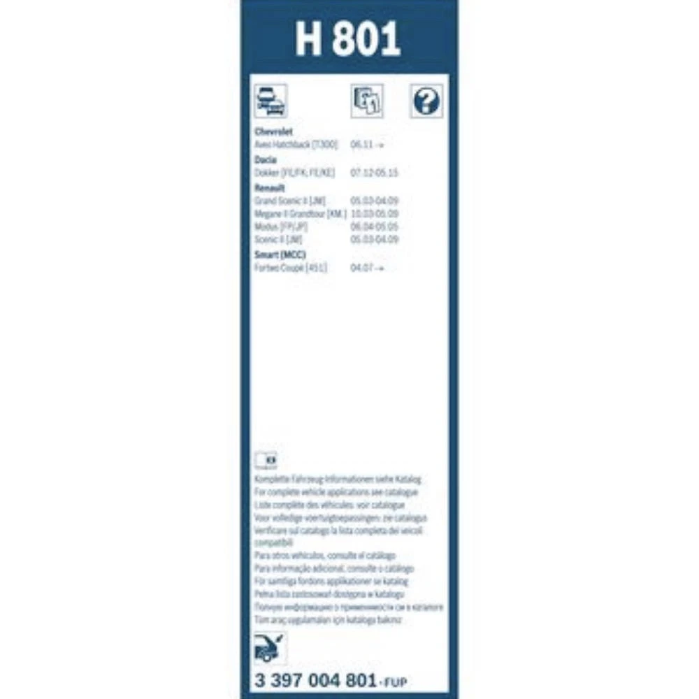 Wycieraczka na tyl BOSCH Rear do Smart Fortwo coupe | cabrio 451