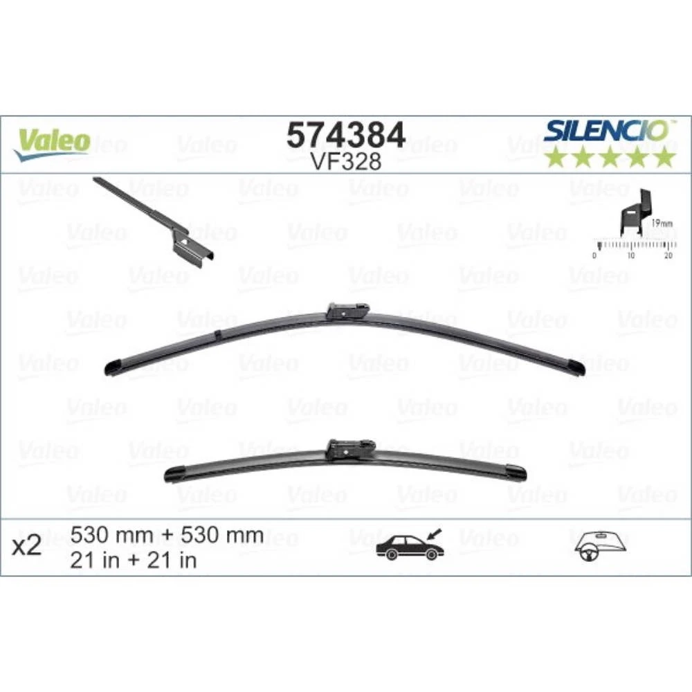 Pióra wycieraczek przód Valeo Silencio Flat do Skoda Roomster hatchback 05.2013-05.2015