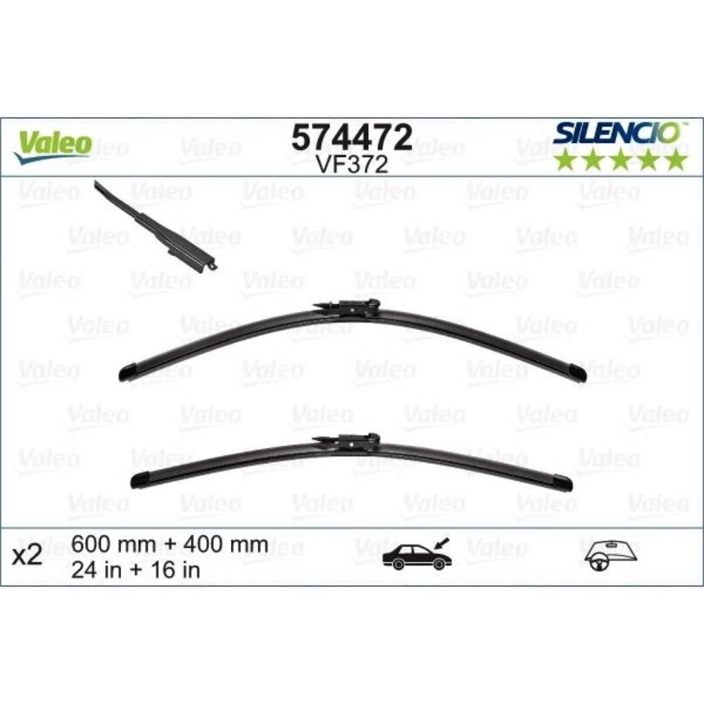 Pióra wycieraczek przód Valeo Silencio Flat do BMW Seria 3 E92 | E93 coupe | cabrio 09.2009-10.2013 polaczenie waskie