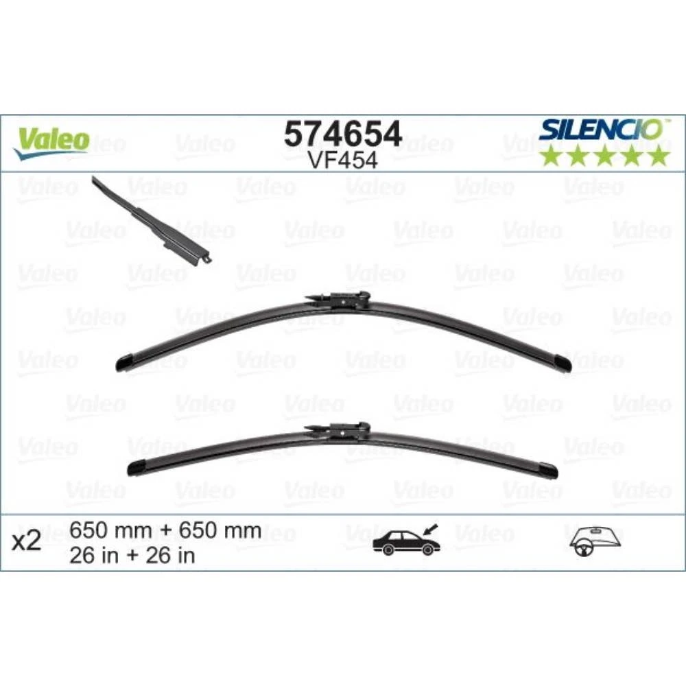 Pióra wycieraczek przód Valeo Silencio Flat do SEAT Leon 2 hatchback 1P1 07.2005-02.2009 metalowa tylna wycieraczka