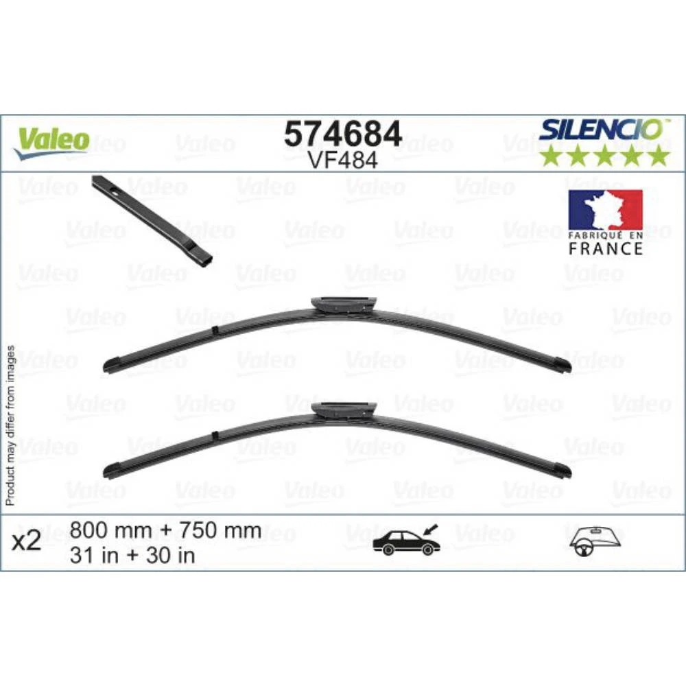 Pióra wycieraczek przód Valeo Silencio Flat do Citroen C4 Picasso 1 B58 minivan 04.2008-08.2013 polaczenie bayonet