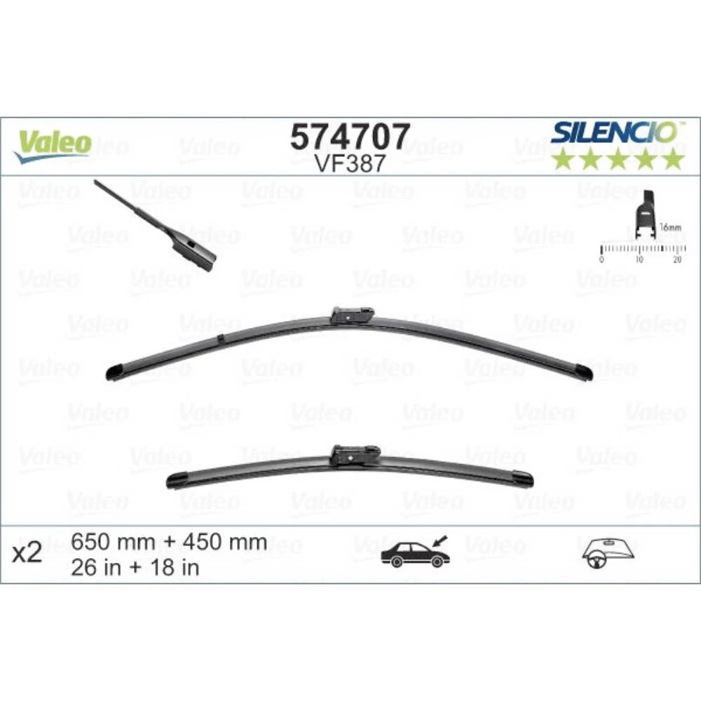 Pióra wycieraczek przód Valeo Silencio Flat do VW | Volkswagen Taigo SUV