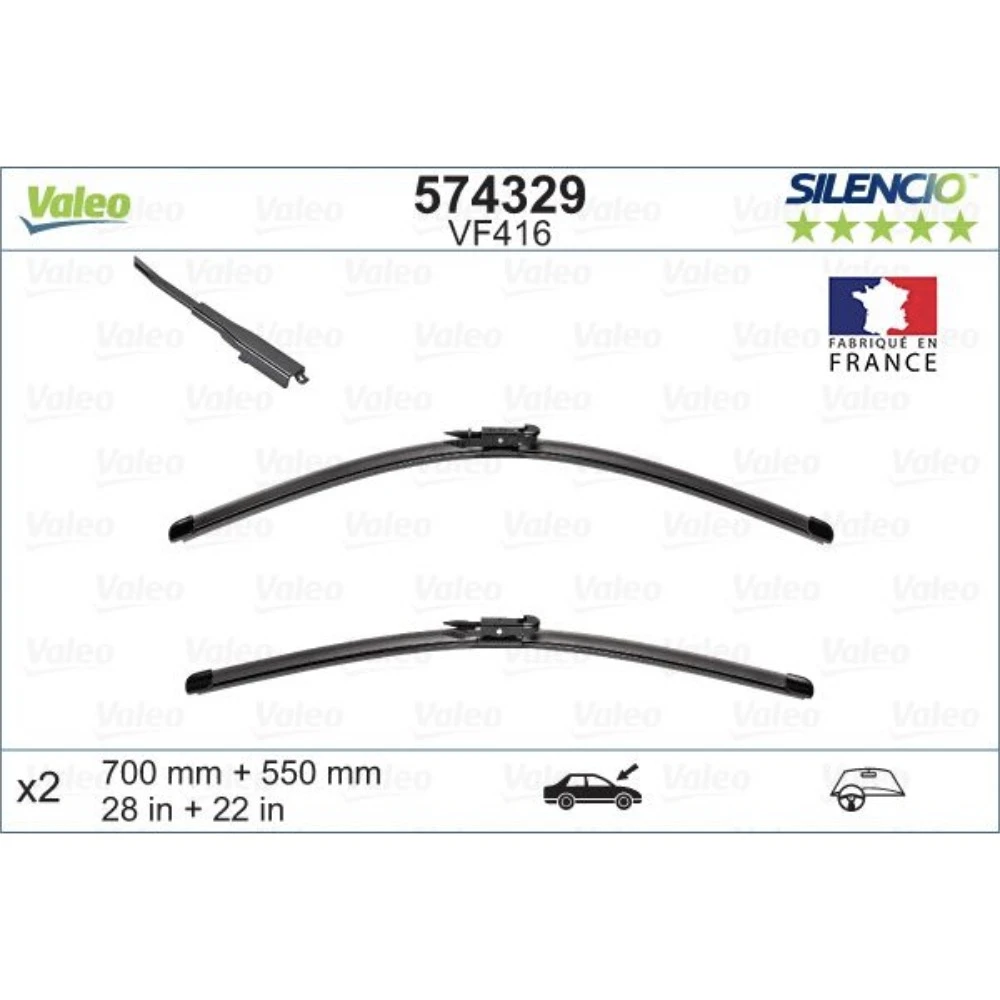Pióra wycieraczek przód Valeo Silencio Flat do Opel Zafira MPV