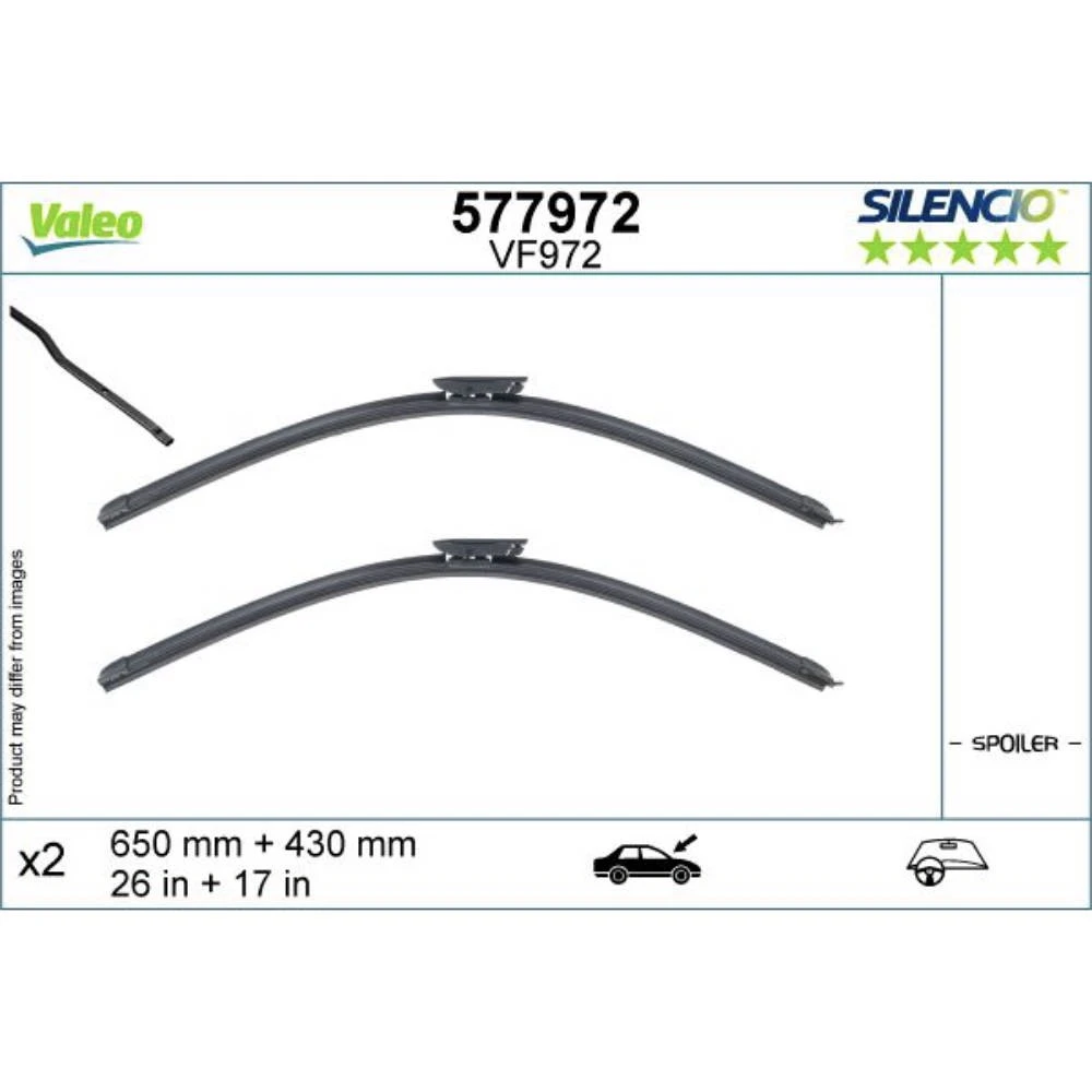 Pióra wycieraczek przód Valeo Silencio Flat do Citroen C4 hatchback z opryskiwaczem