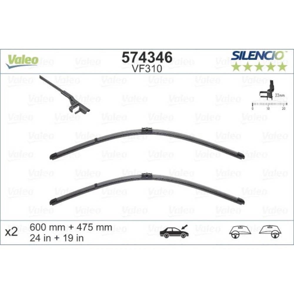Pióra wycieraczek przód Valeo Silencio Flat do Skoda Octavia A5 | 1Z | 1Z5 kombi