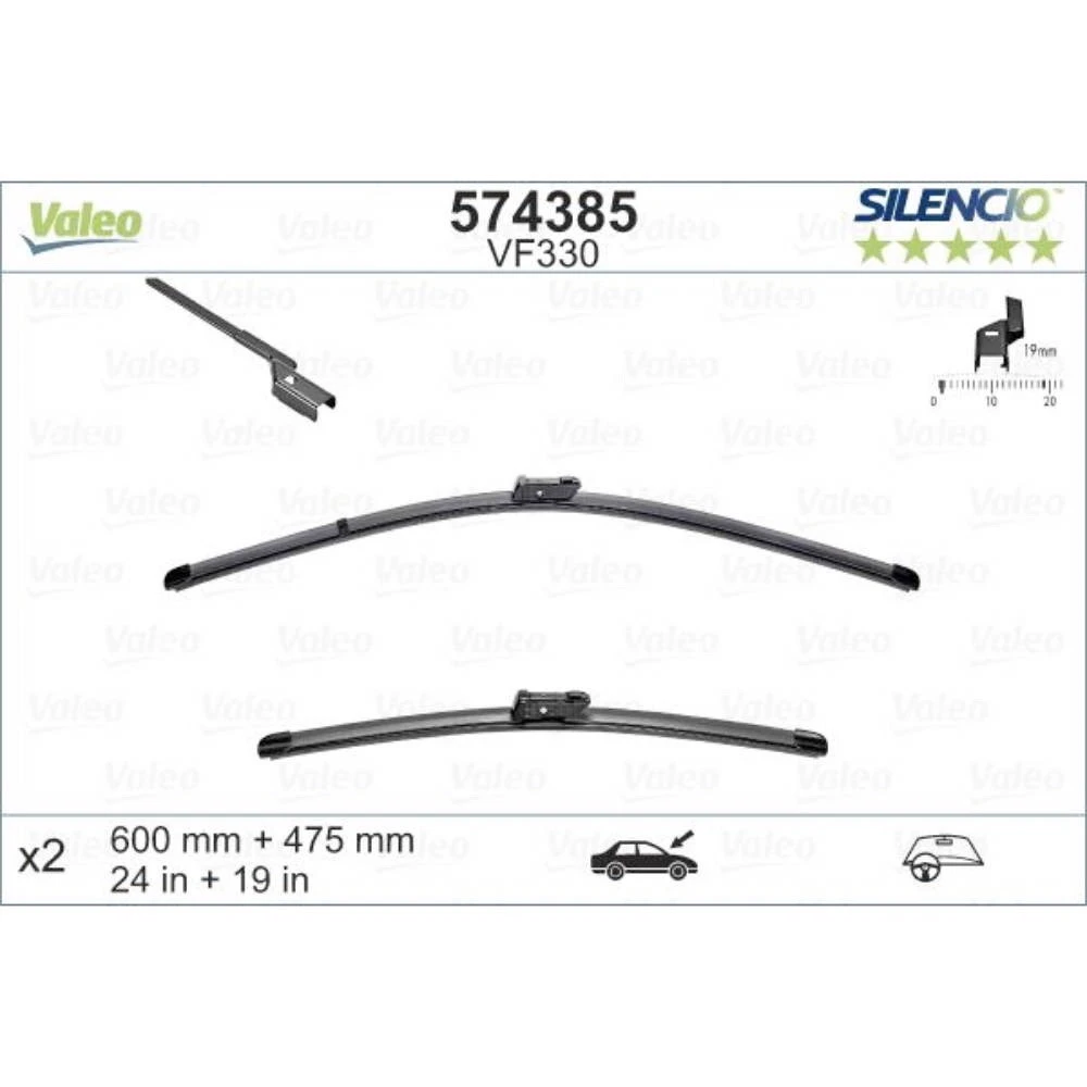 Pióra wycieraczek przód Valeo Silencio Flat do VW | Volkswagen Passat CC sedan 05.2008-11.2011