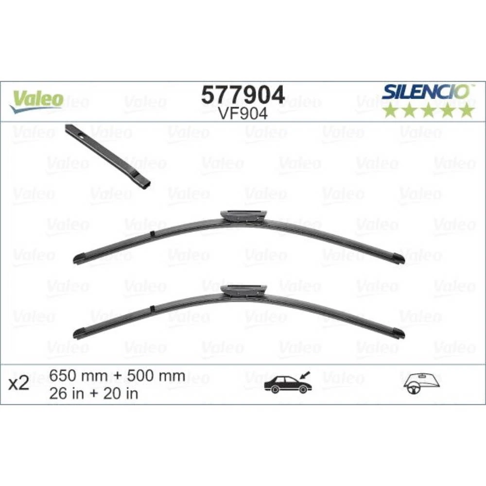 Pióra wycieraczek przód Valeo Silencio Flat do Citroen SpaceTourer K0 MPV | 2 drzwi z tylu | tylna wycieraczka 290 mm