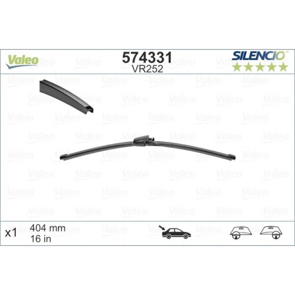 Wycieraczka na tyl Valeo Silencio Rear do Volkswagen Caddy van | 02.2004-10.2006 1 drzwi z tylu | mocowanie boczne | plastikowa wycieraczka tylna